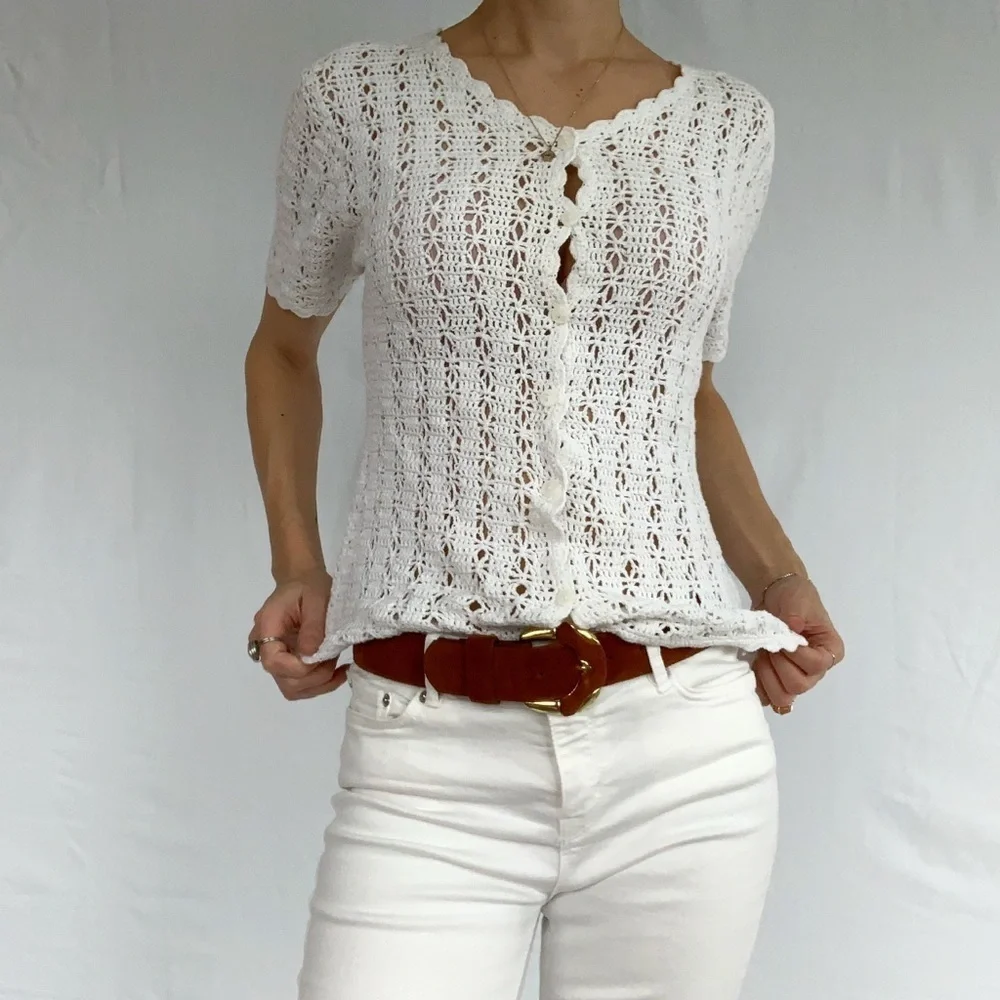 SOLD ❌ Crocheted top short sleeves size M vintage woman’s - Picture 5 of 12